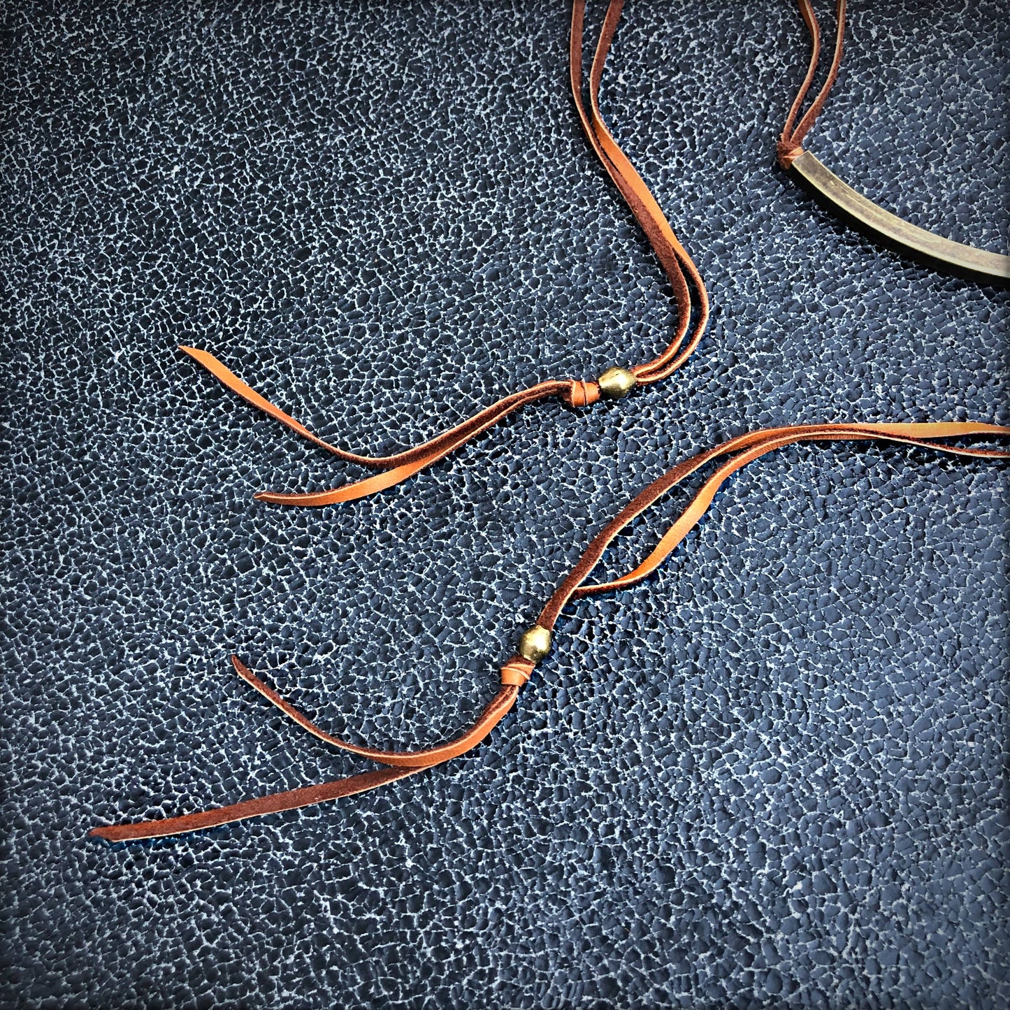 Leather Wrap Choker - Rust & Brass, Western Necklace/Hatband: Rust & Brass