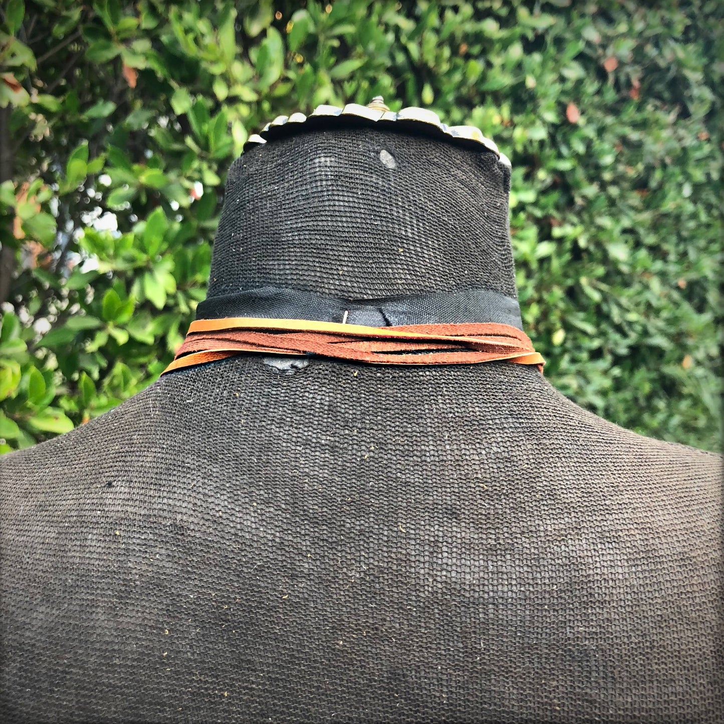 Leather Wrap Choker - Rust & Brass, Western Necklace/Hatband: Rust & Brass