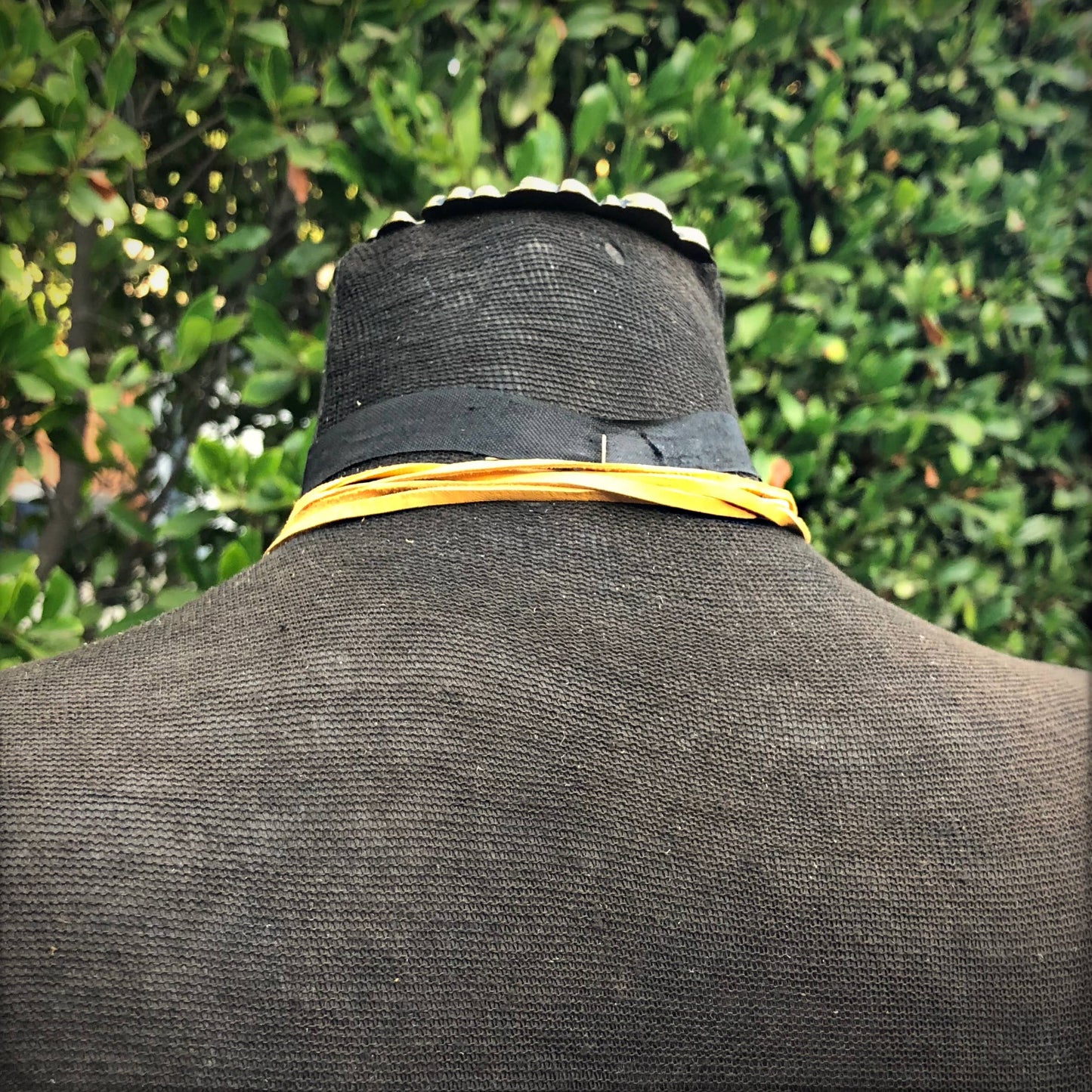 Leather Wrap Choker - Gold & Brass, Western Necklace/Hatband: Gold & Brass