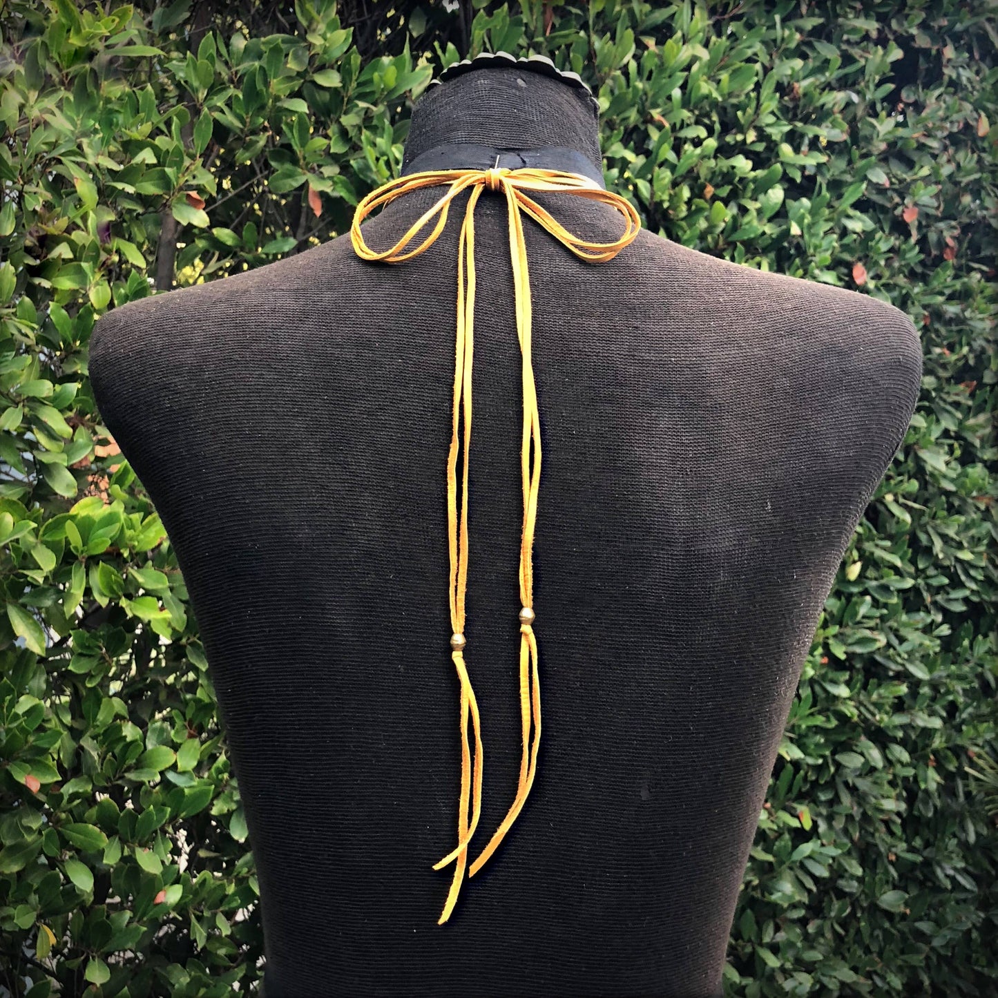 Leather Wrap Choker - Gold & Brass, Western Necklace/Hatband: Gold & Brass