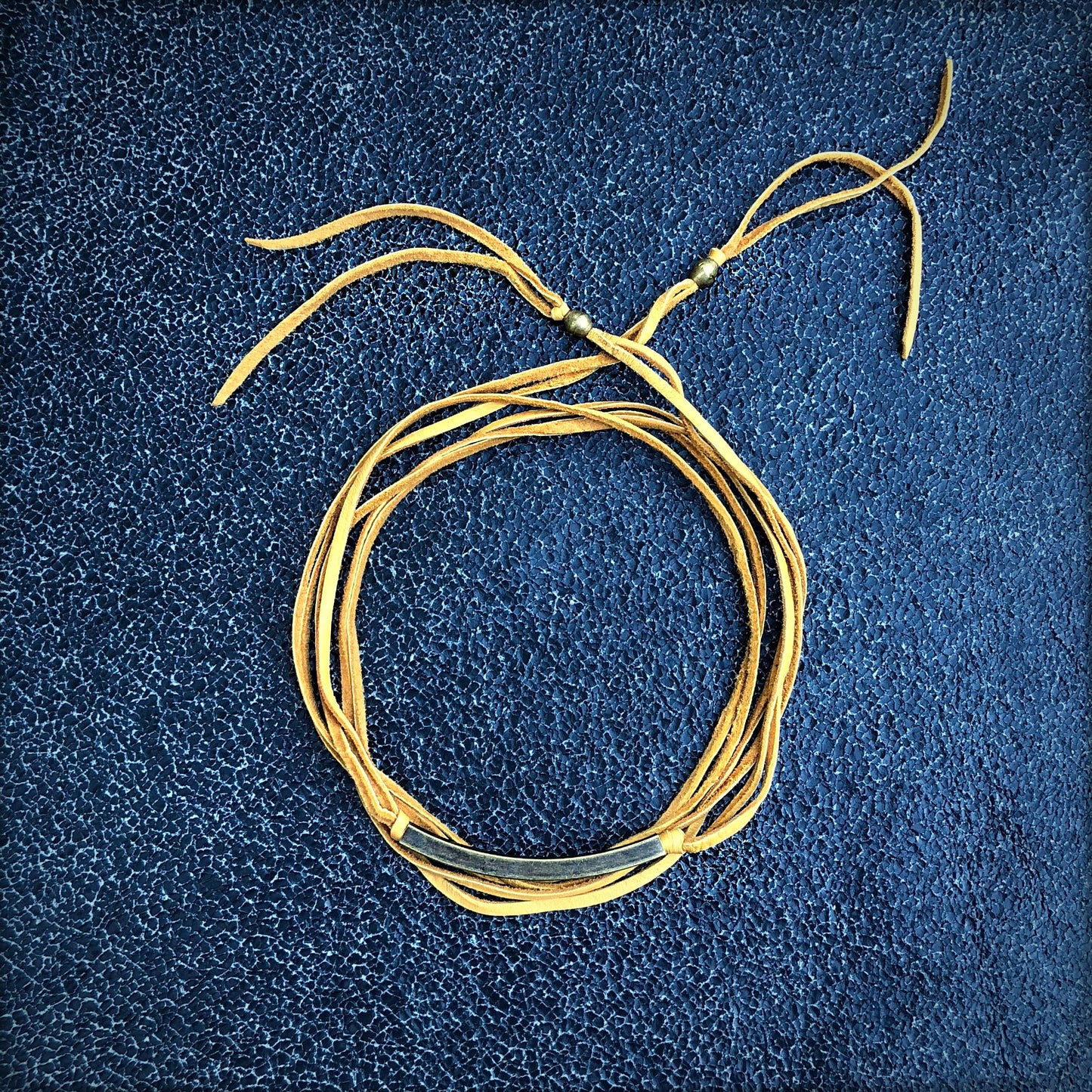 Leather Wrap Choker - Gold & Brass, Western Necklace/Hatband: Gold & Brass