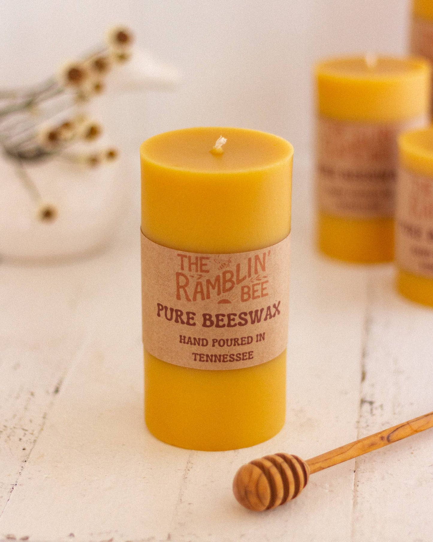 Beeswax Pillar Candle: 3'' x 3''