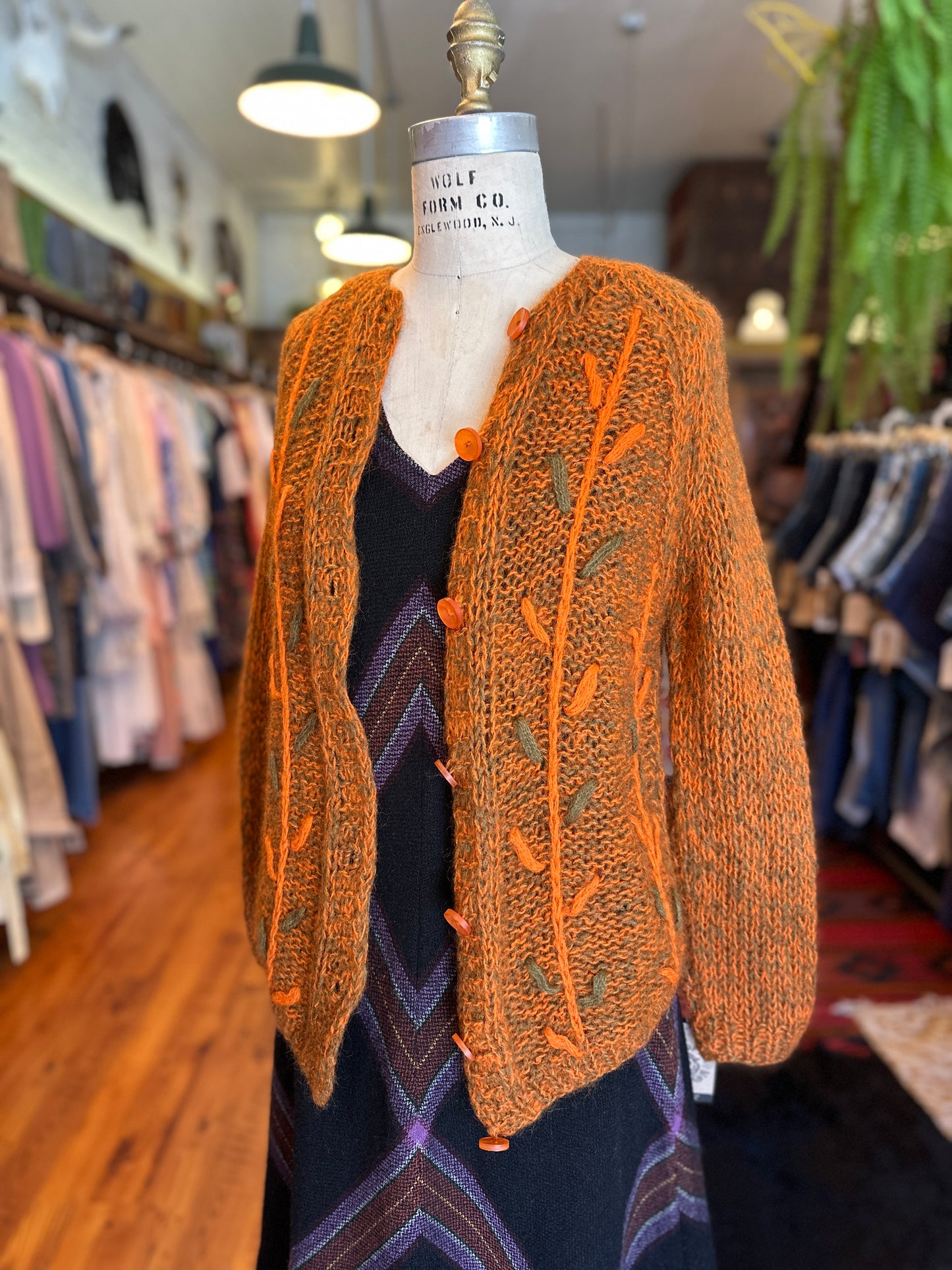 1960s Wool/Mohair Sweater with leaves