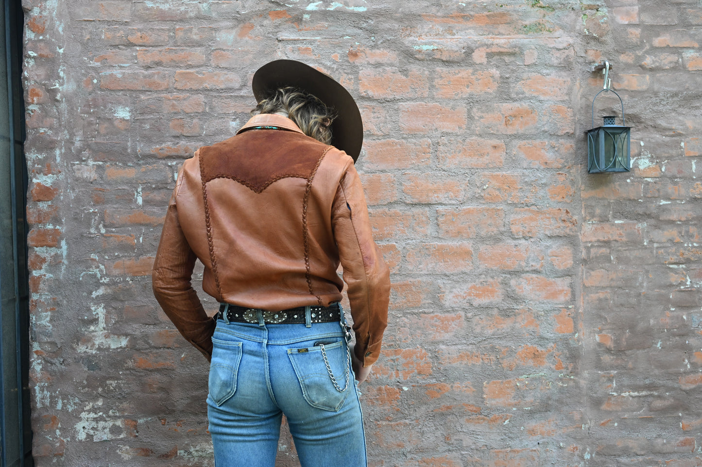 1970s Leather Whipstitch Jacket / Button Up Shirt