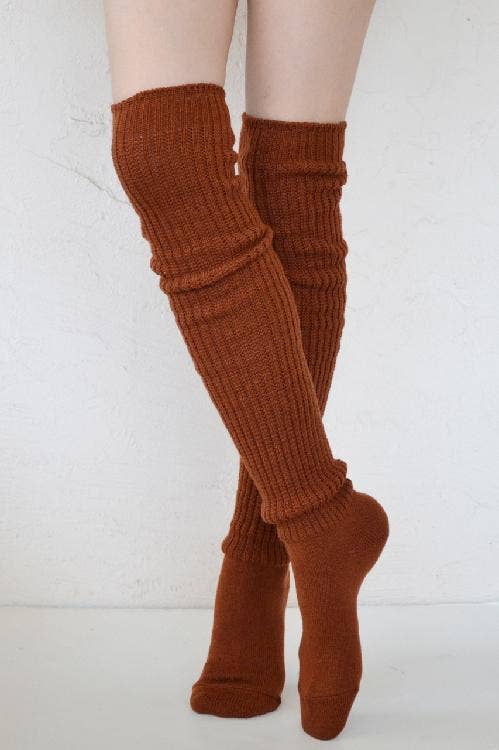 Lounge Scrunchy Over the Knee Socks - Wool Blend: Beige Heather
