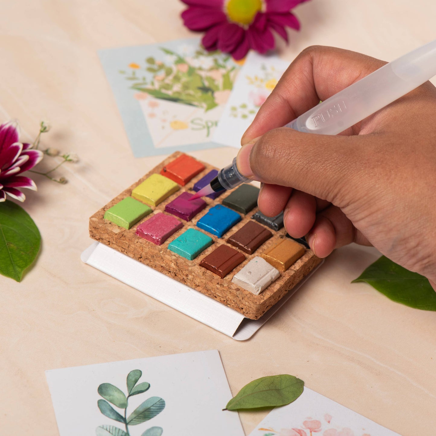 Metallic Watercolor Pans | Cork Palette | Case of 5