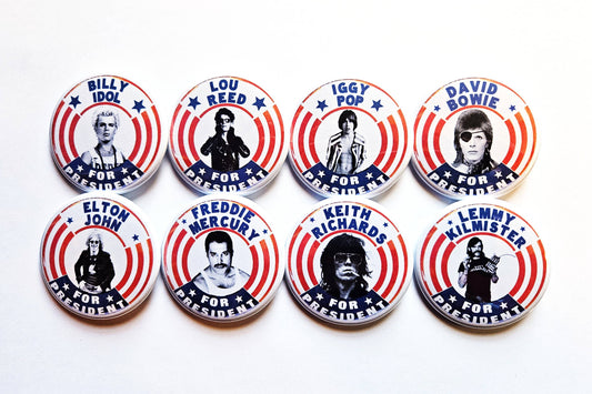 Rockers for President Buttons Magnets & Openers. Set 05: Lemmy Kilmister / 1.25" Small Button