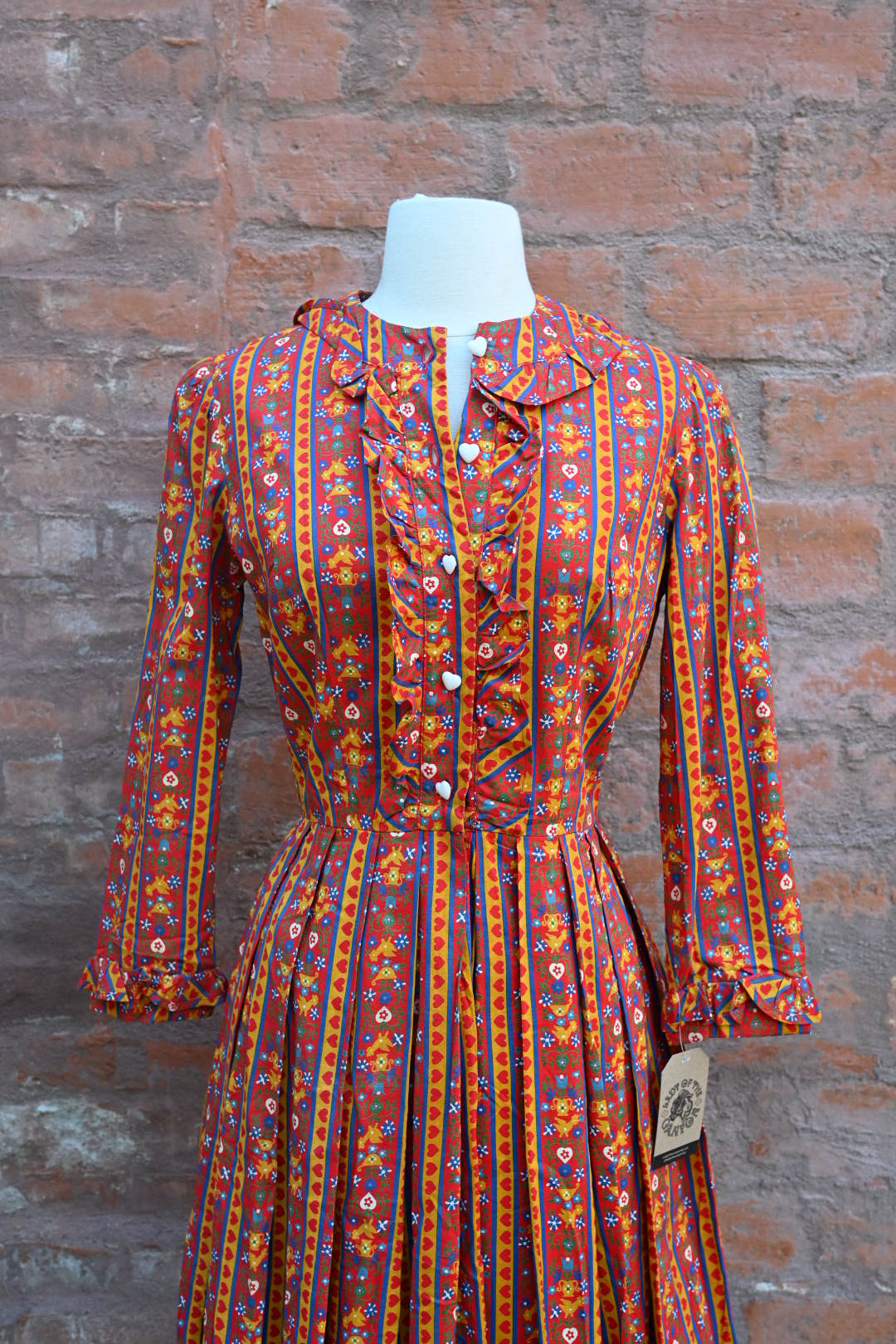 1960s Novelty Print Dress with Heart Buttons