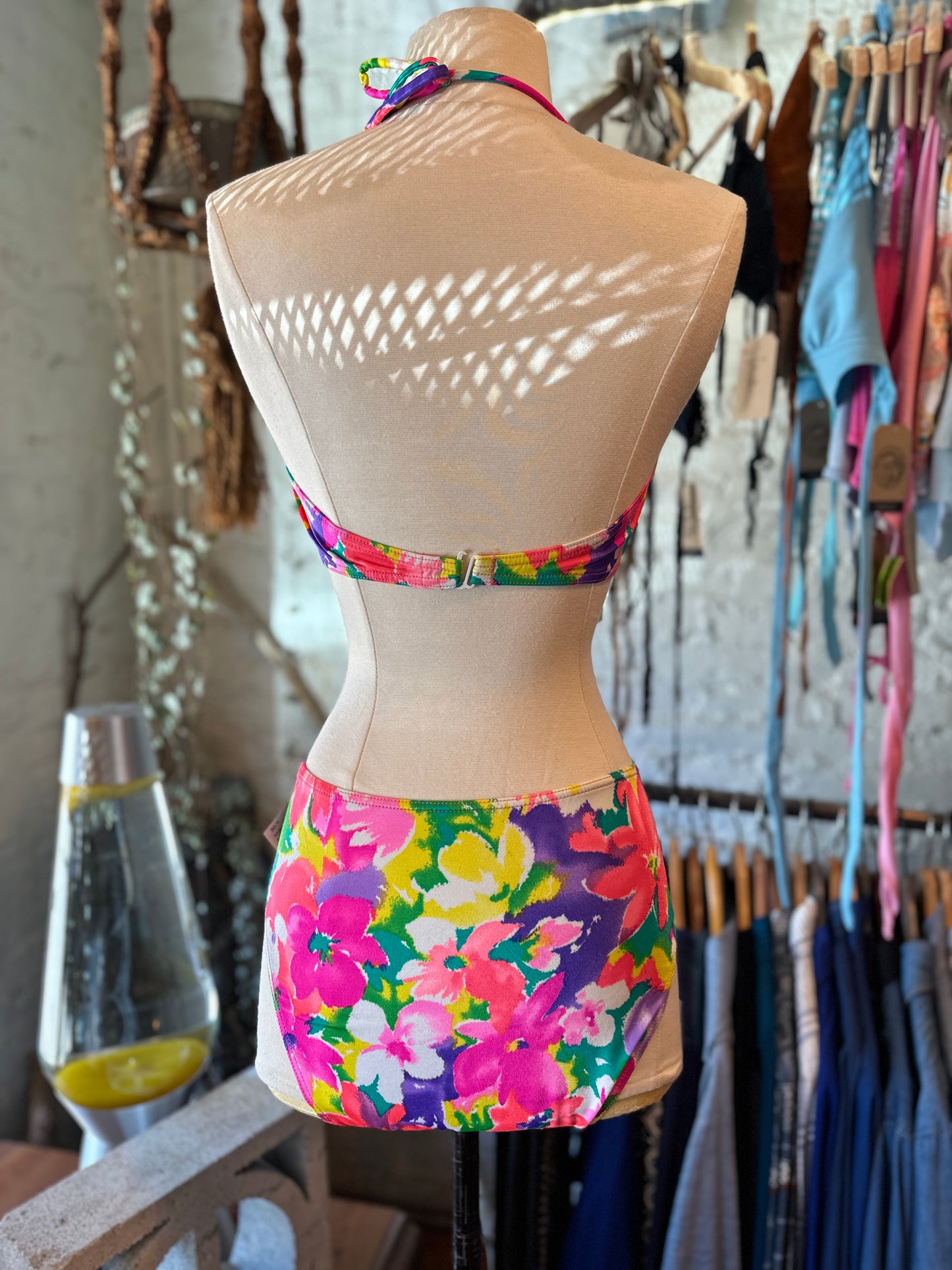 1980s High Waist 2 Piece Swim Suit with Underwire Top