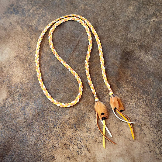 Leather Wrap Accessory - Cream/Gold/Rust, Lariat/Hatband: Cream & Gold & Rust
