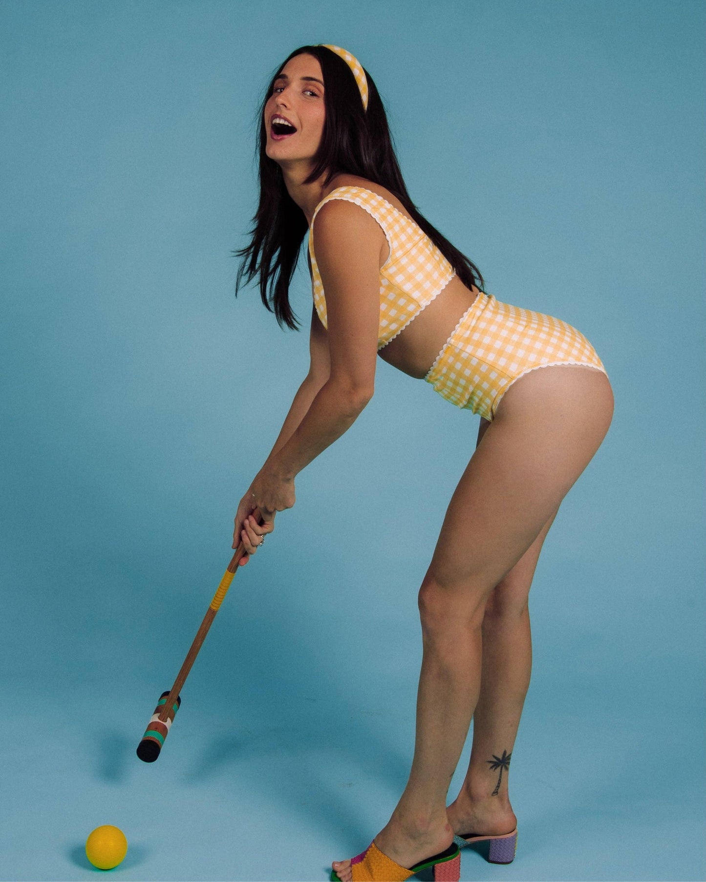 Yellow Gingham Bikini Bottom