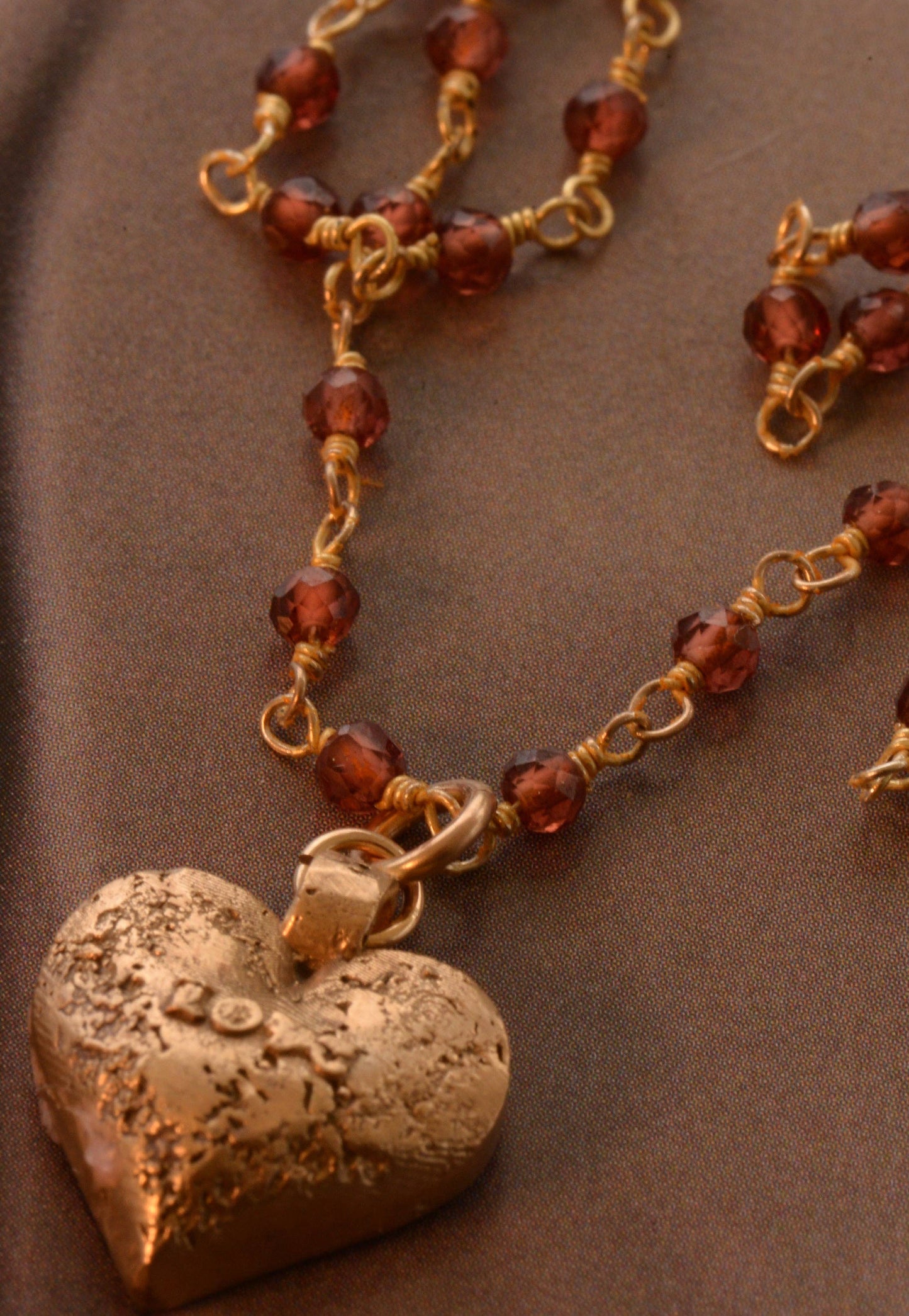 Love Garnet beaded necklace: 12" + 2" extender