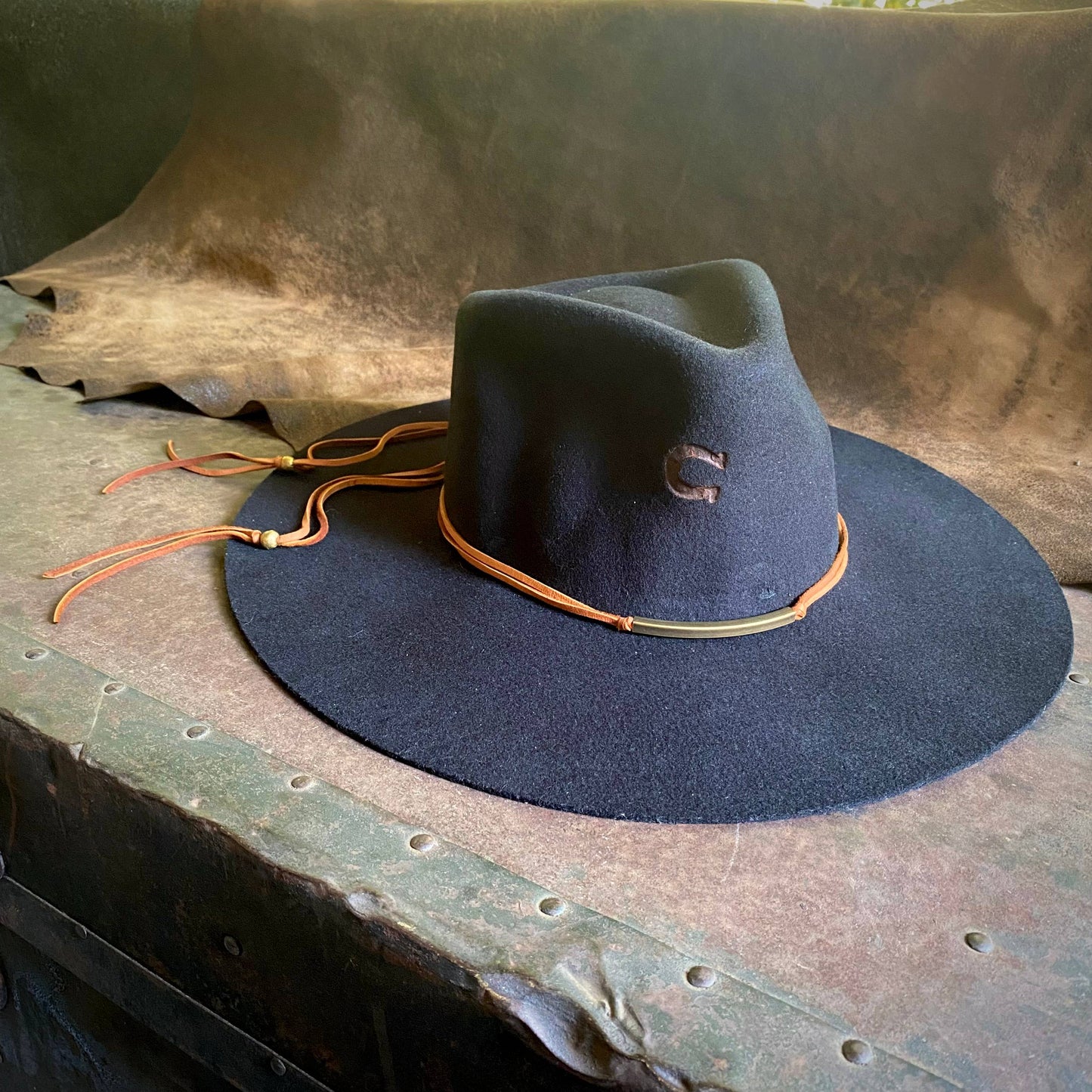 Leather Wrap Choker - Gold & Brass, Western Necklace/Hatband: Gold & Brass