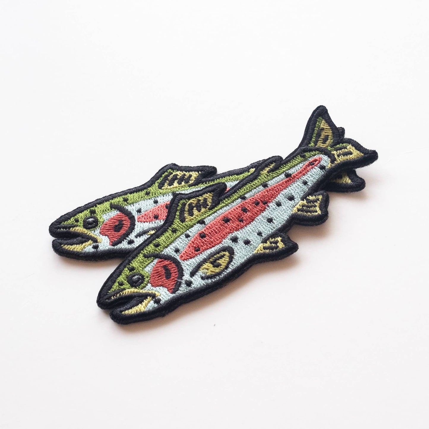 Rainbow Trout Embroidered Iron on Patch: Yes