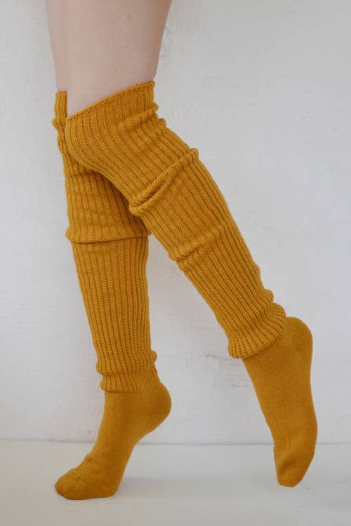 Lounge Scrunchy Over the Knee Socks - Wool Blend: Beige Heather