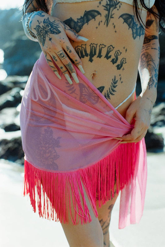 Fringe Sarong: Hot pink