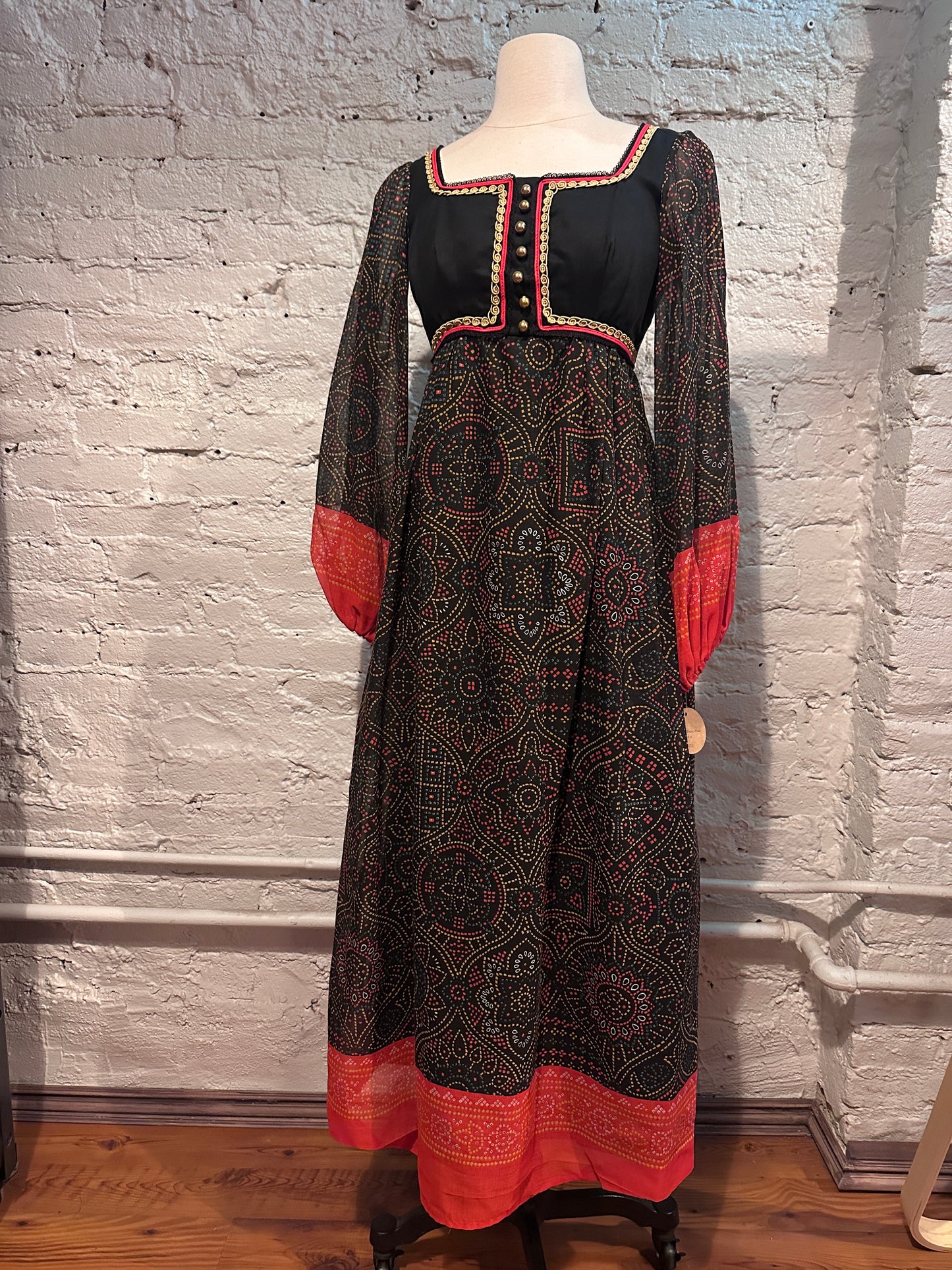 1970s Black Maxi Dress