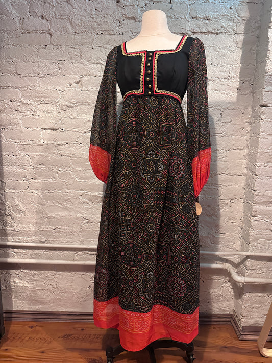 1970s Black Maxi Dress