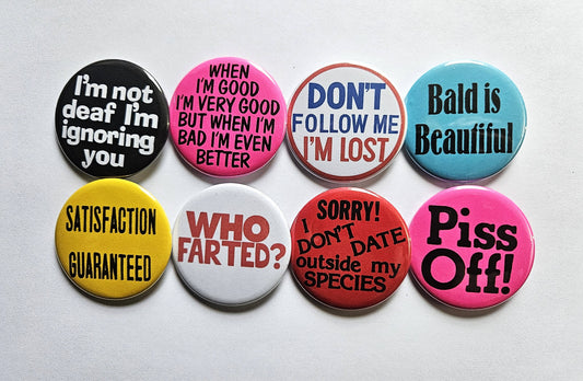 Vintage Reproduction Buttons Magnets & Bottle Openers Set 17: Who Farted / 1.25" Small Button
