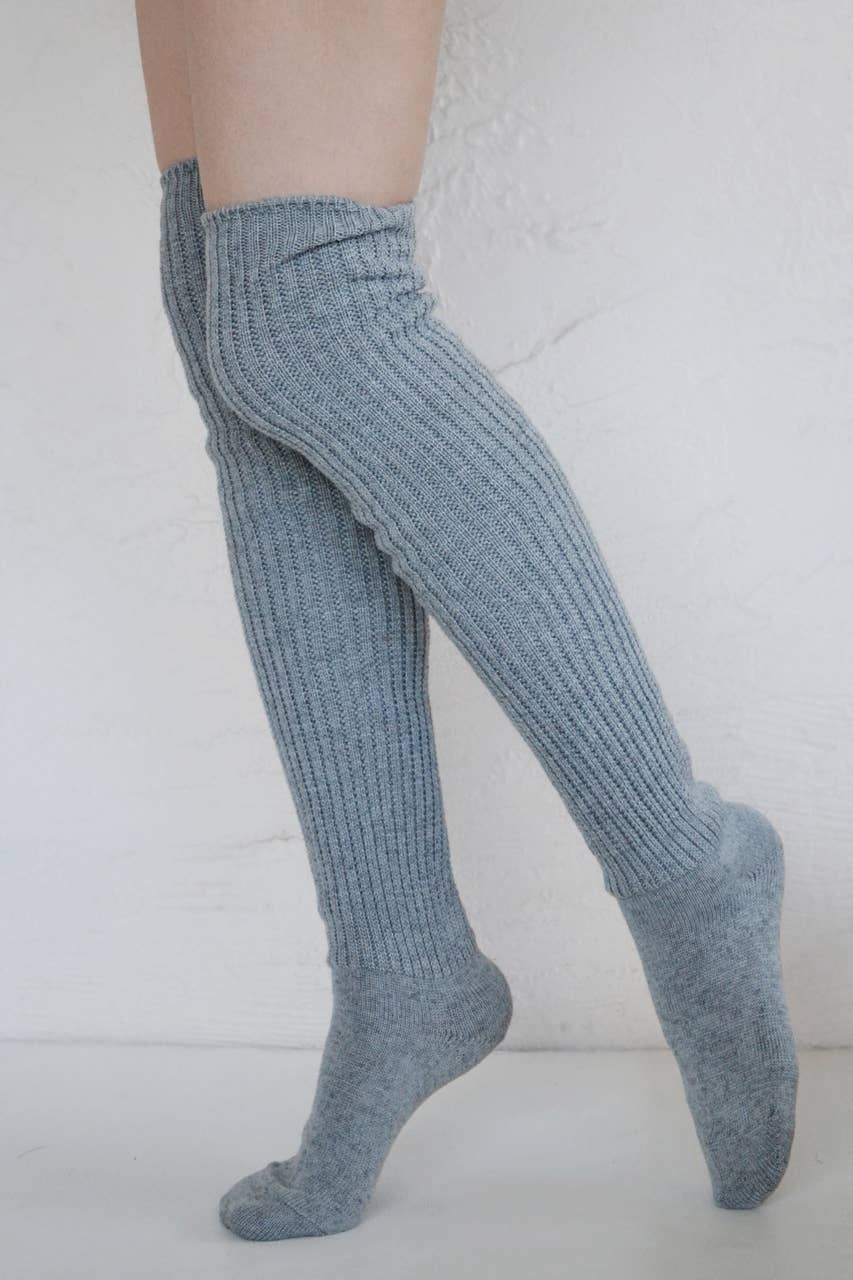 Lounge Scrunchy Over the Knee Socks - Wool Blend: Beige Heather