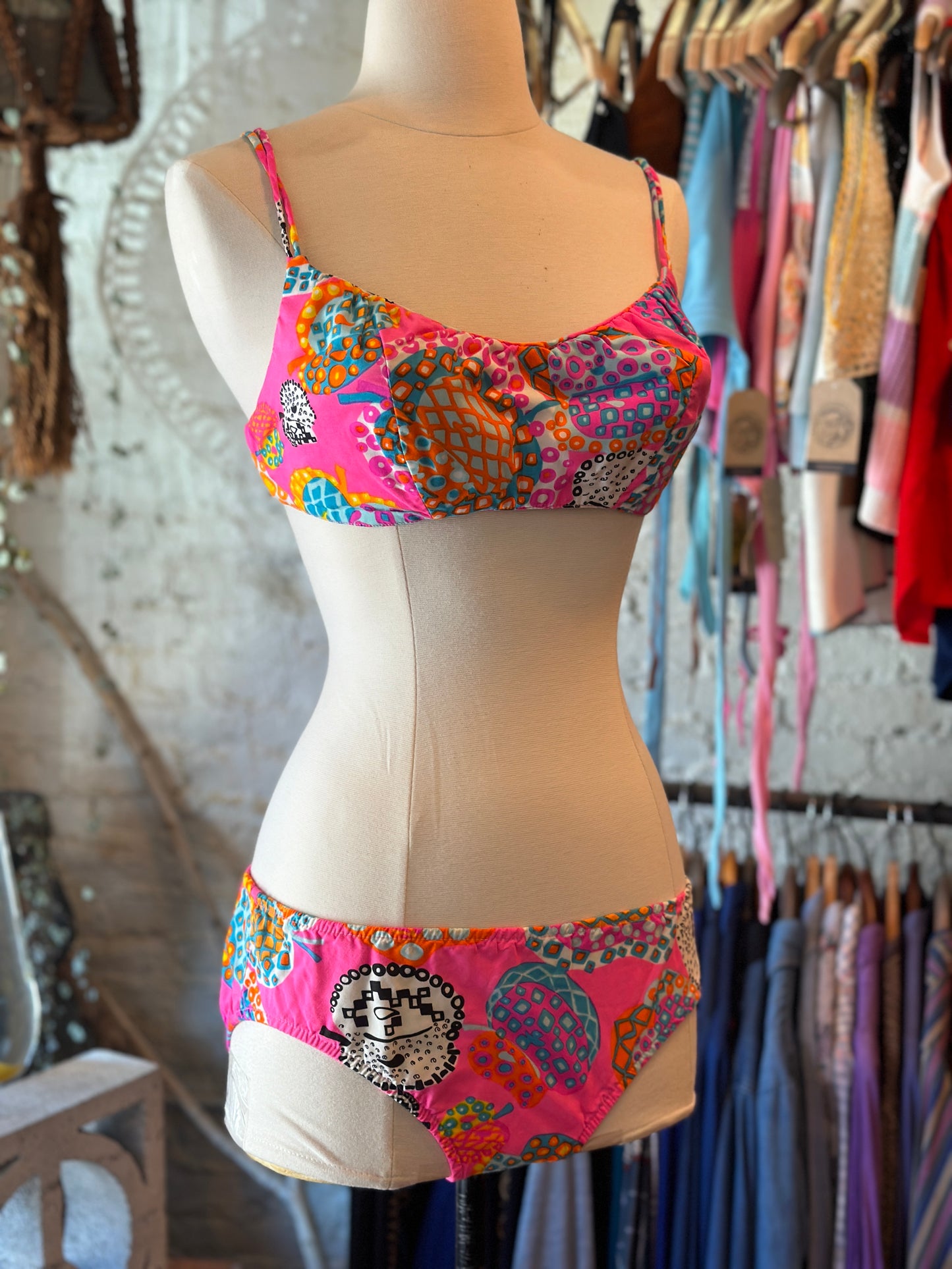 1960s-70s Psychedelic Print Swim Suit 2 Piece