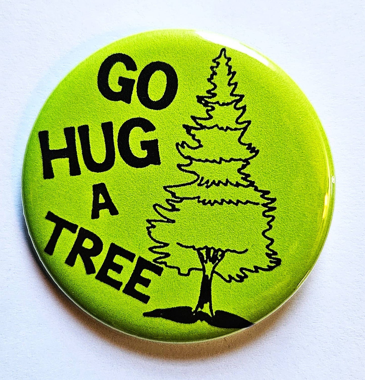 Vintage Environmental Buttons Magnets & Openers. set 04: Hug a Tree / 1.25" Small Button