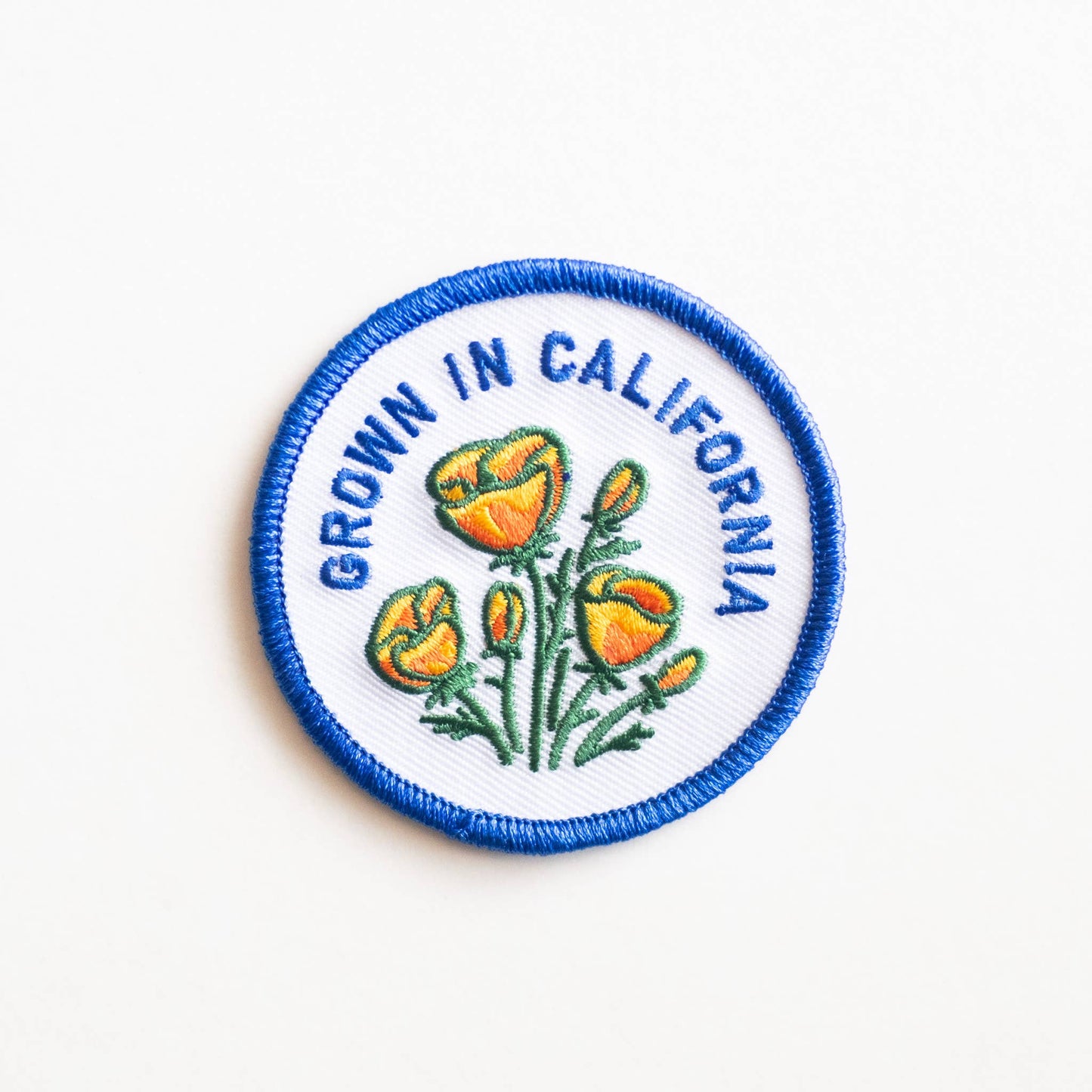 Grown In California Embroidered Iron on Patch - Golden Poppy: Yes