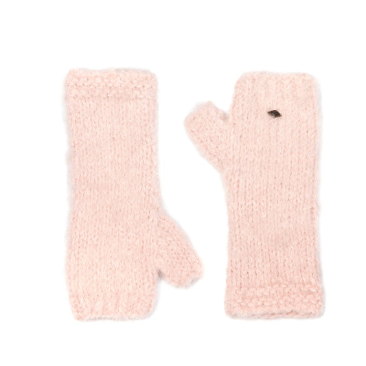 BIRD Fuzzy Alpaca Fingerless Gloves: Soft Pink