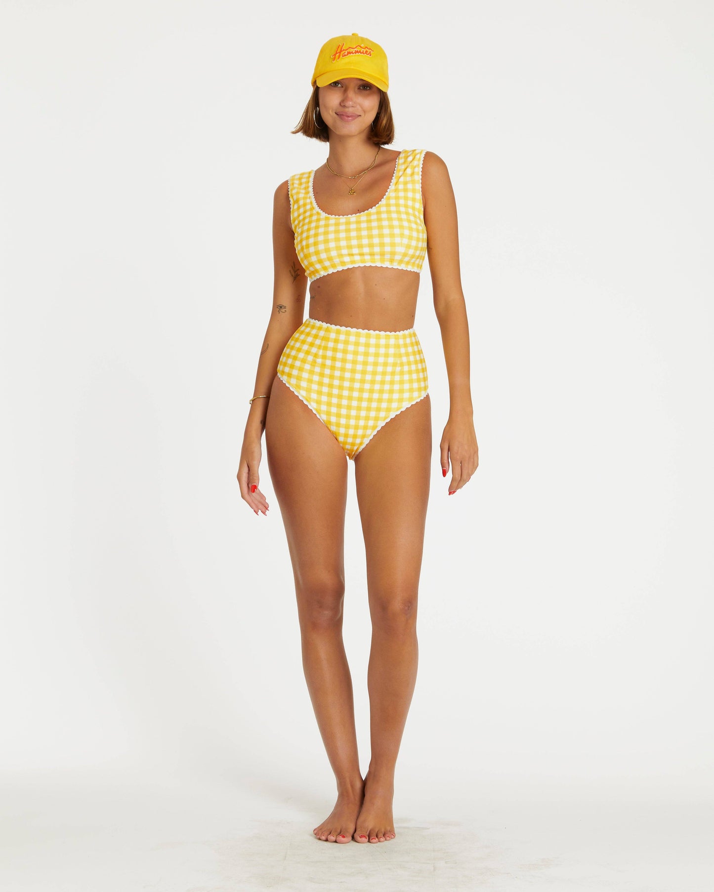 Yellow Gingham Bikini Top