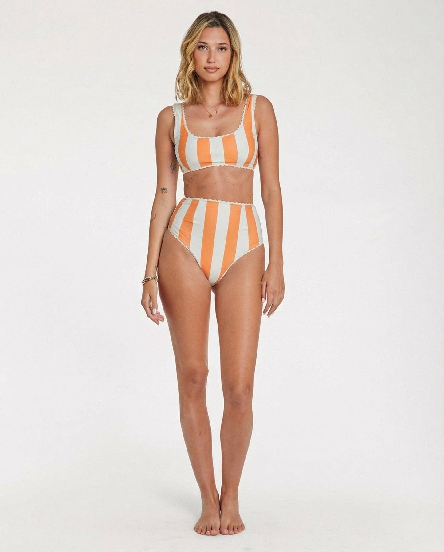 Cabana Stripe Bikini (Orange Poppy) Bottom