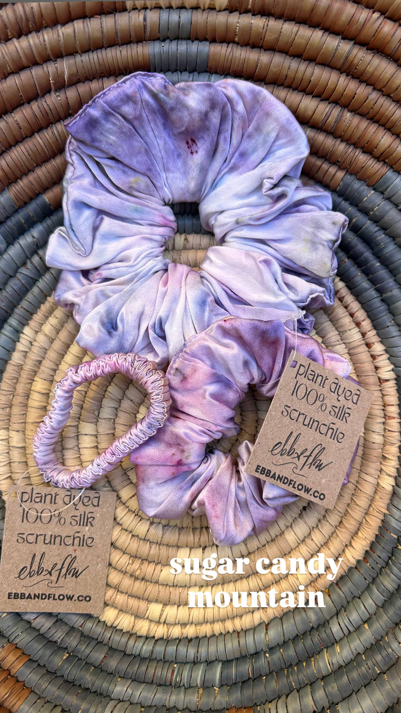 Plant Dyed Silk Scrunchies - 3 sizes - 10 colors: Pansy / Classic