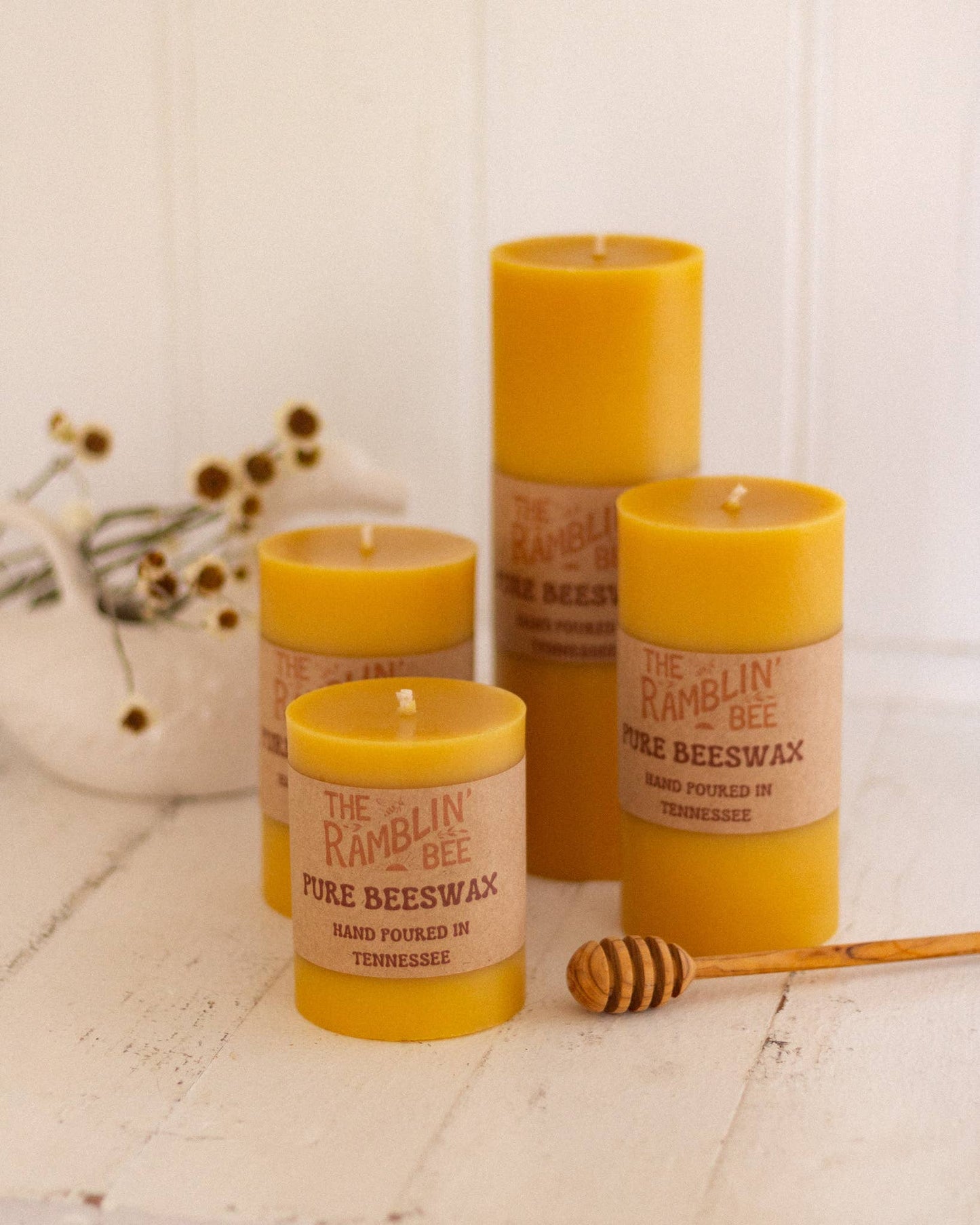 Beeswax Pillar Candle: 3'' x 9''