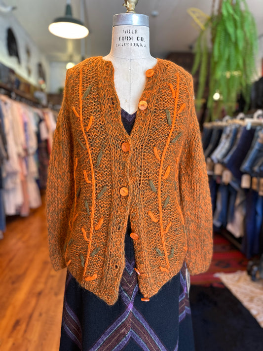 1960s Wool/Mohair Sweater with leaves