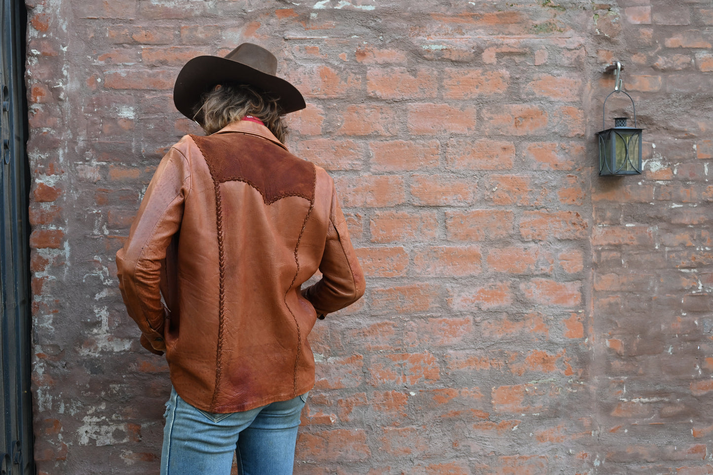 1970s Leather Whipstitch Jacket / Button Up Shirt