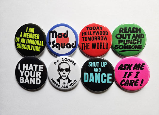 Vintage Reproduction Buttons Magnets & Bottle Openers Set 21: Shut up and Dance / 1.25" Small Button