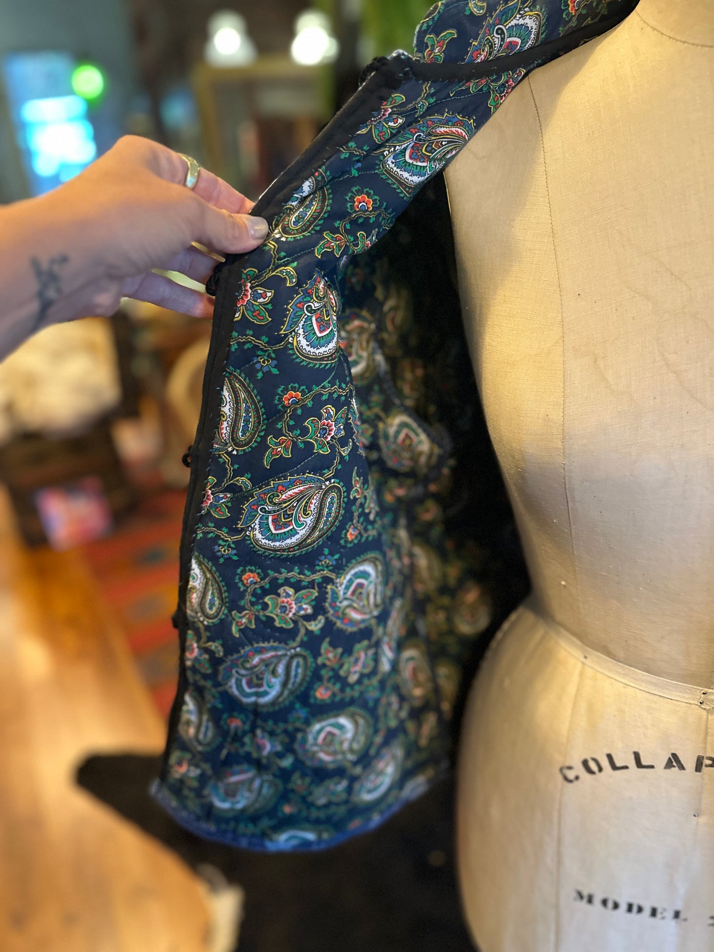 1970s Blue Calico Quilted Jacket