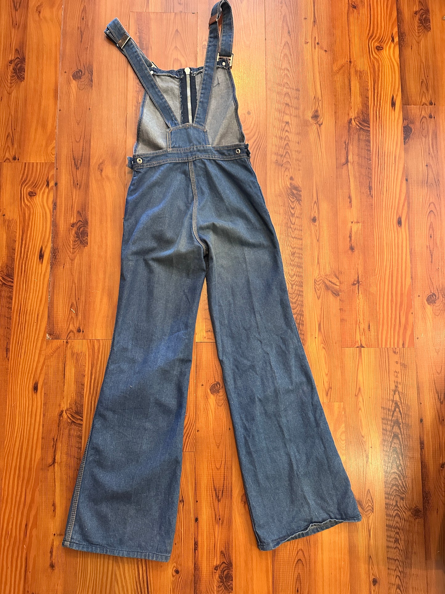 1970s Dark Wash Bell bottom overalls