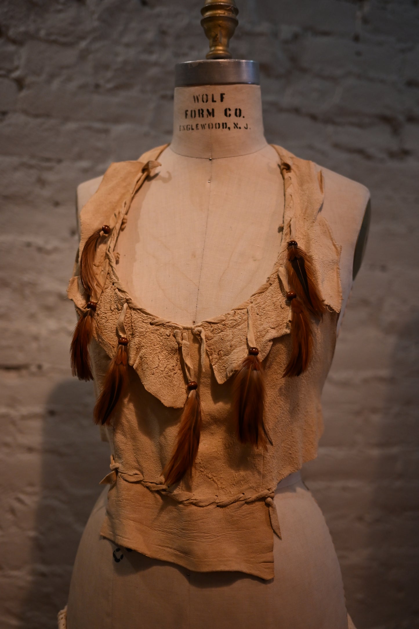 1970s Buckskin Top with Feathers