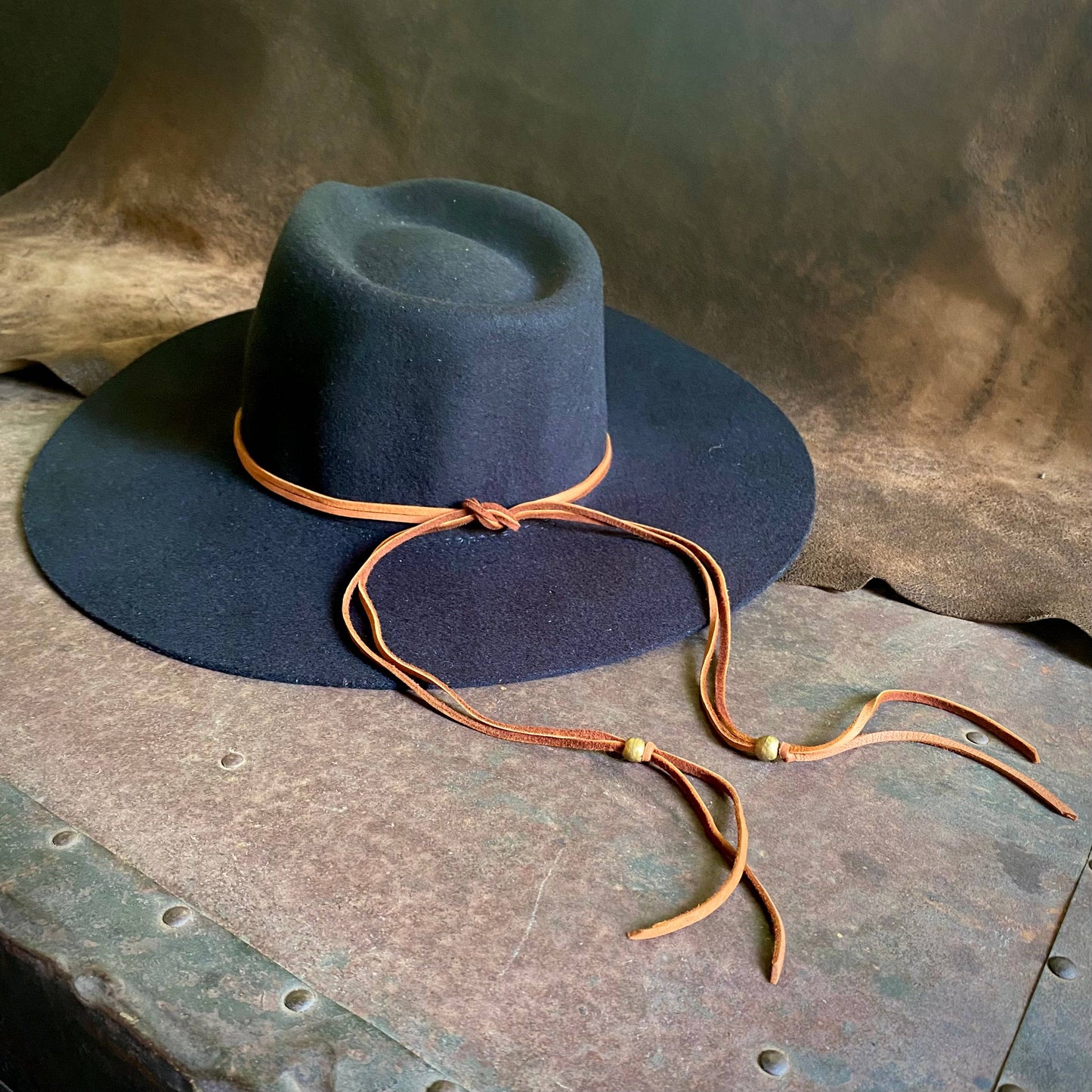 Leather Wrap Choker - Gold & Brass, Western Necklace/Hatband: Gold & Brass