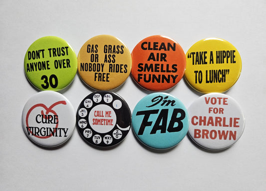 Vintage Reproduction Buttons Magnets & Bottle Openers Set 23: Call me Sometime / 1.25" Small Button