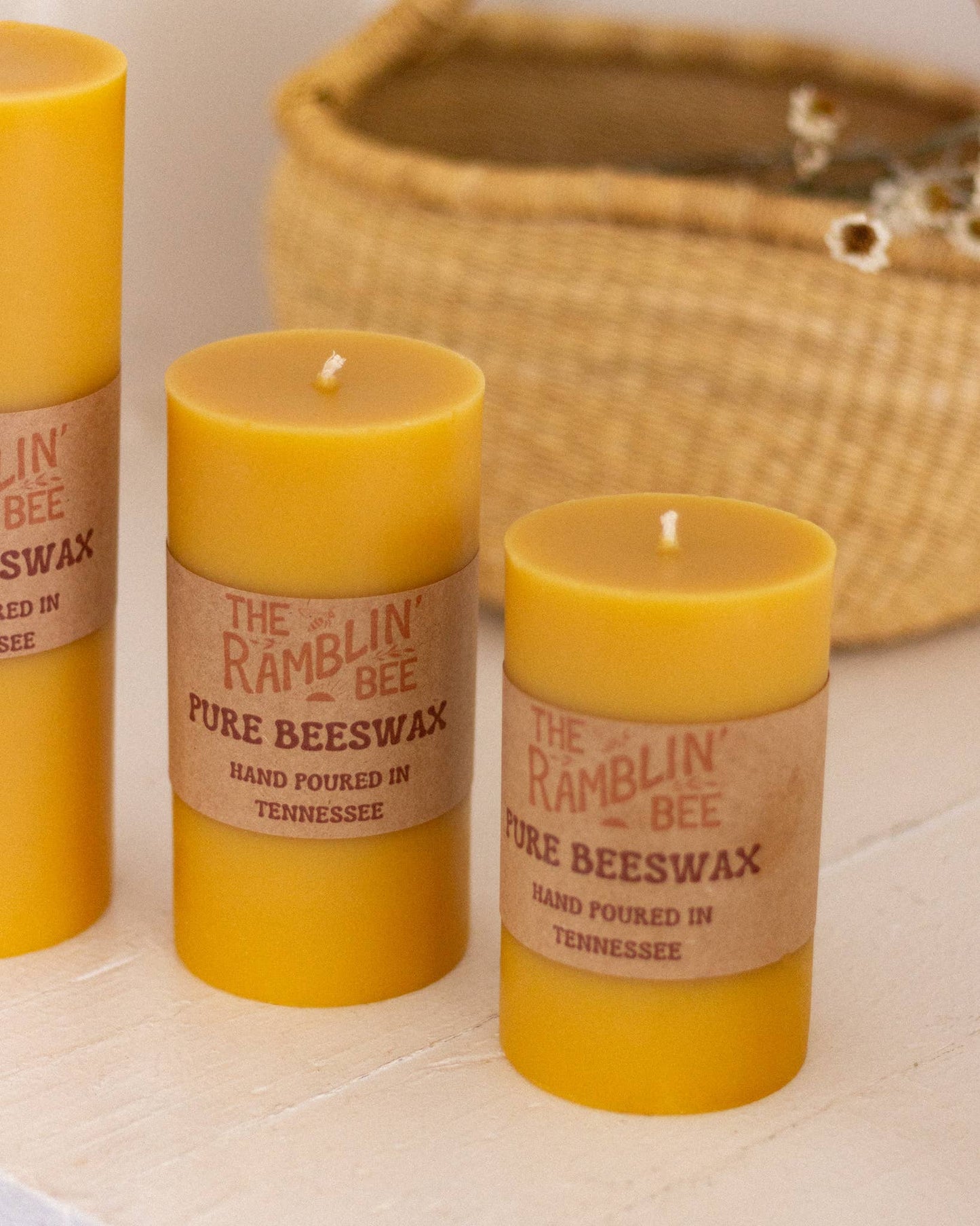 Beeswax Pillar Candle: 3'' x 9''