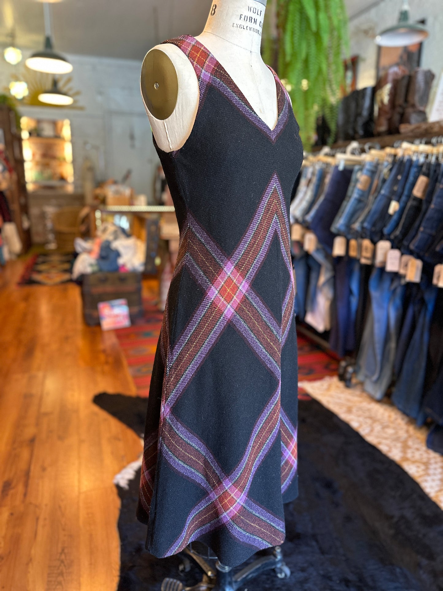 1970s Plaid wool dress