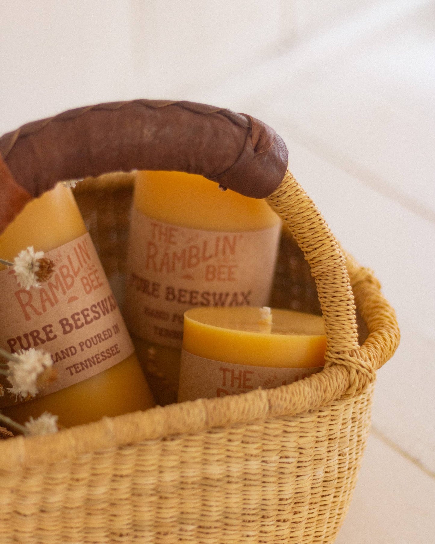 Beeswax Pillar Candle: 3'' x 9''