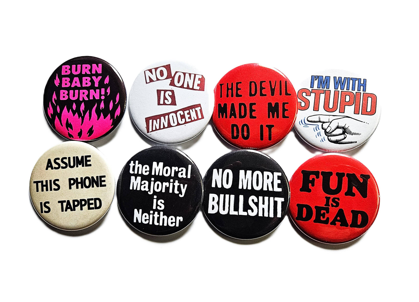 Vintage Reproduction Buttons Magnets & Bottle Openers Set 10: No more BS / 1.25" Small Button