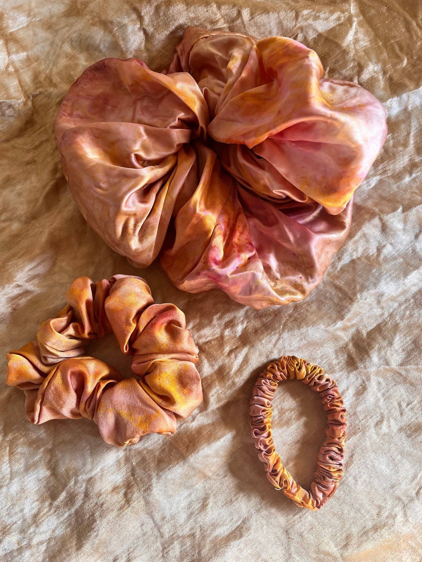 Plant Dyed Silk Scrunchies - 3 sizes - 10 colors: Pansy / Classic
