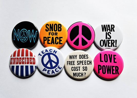 Vintage Political Buttons Magnets & Bottle Openers. set 08: Teach Peace / 1.25" Small Button