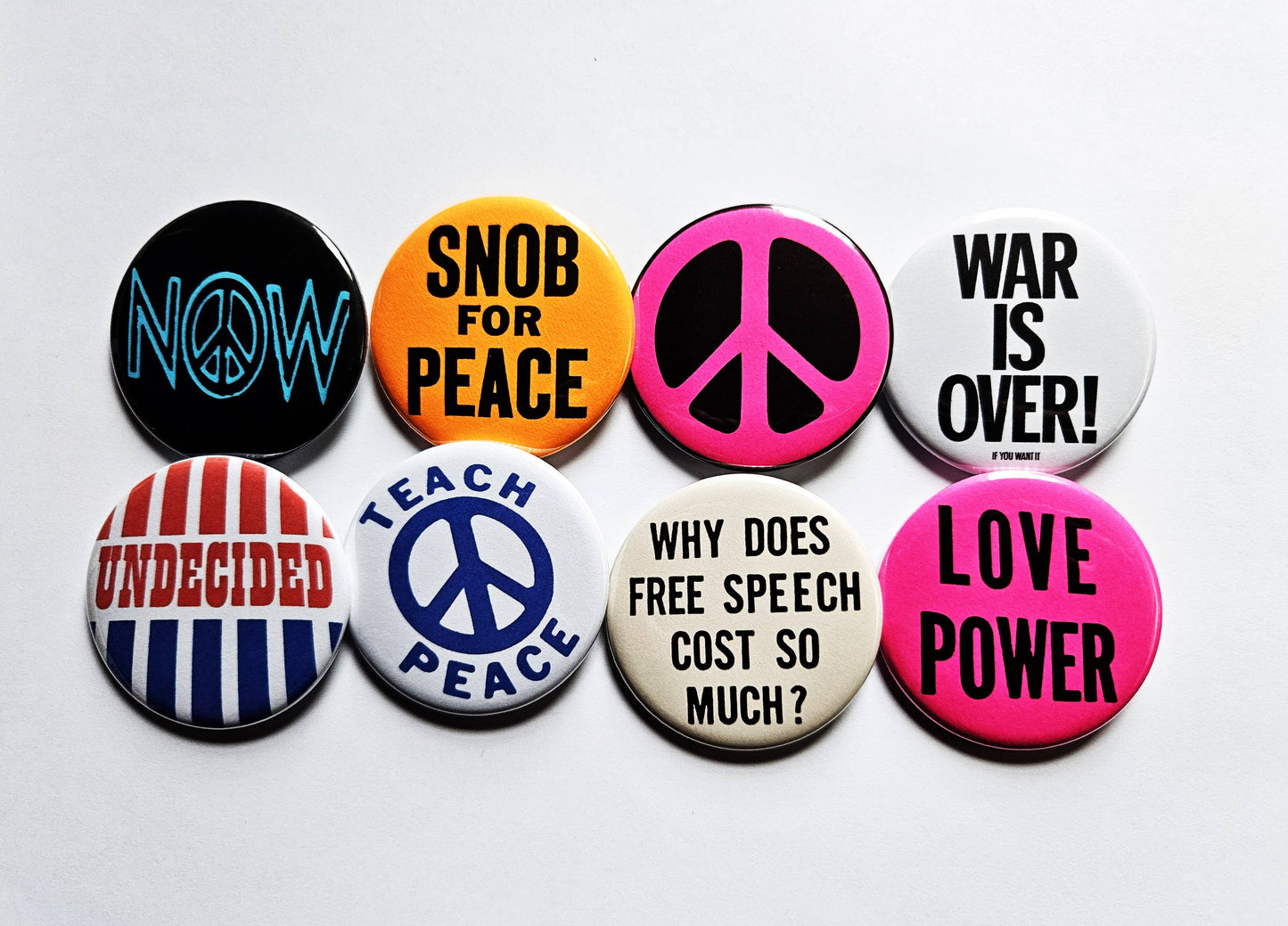 Vintage Political Buttons Magnets & Bottle Openers. set 08: Peace Now / 1.25" Small Button
