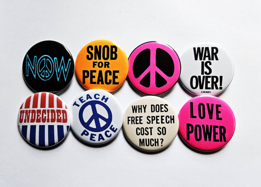Vintage Political Buttons Magnets & Bottle Openers. set 08: Peace Now / 1.25" Small Button