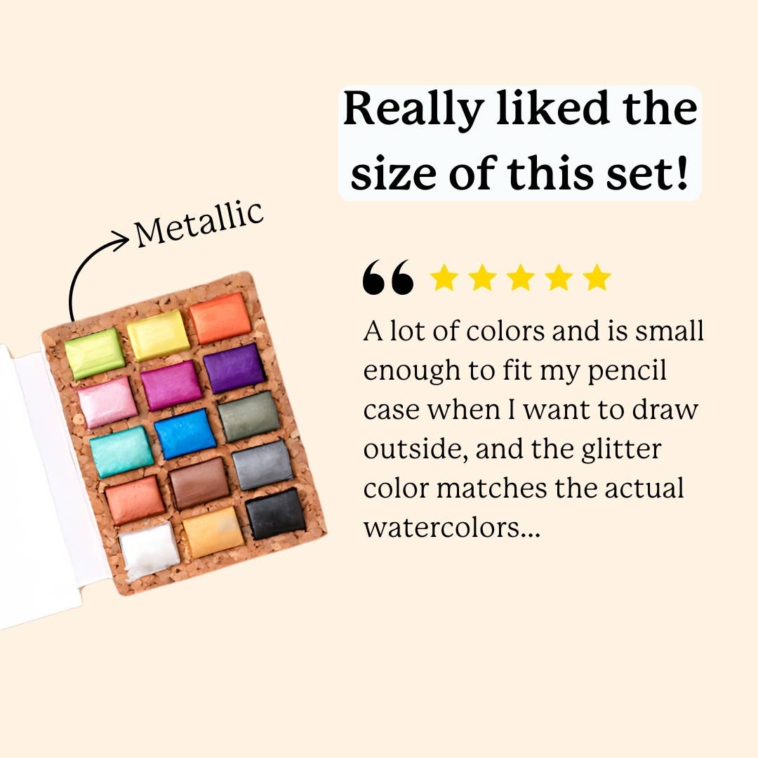 Metallic Watercolor Pans | Cork Palette | Case of 5