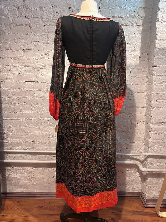 1970s Black Maxi Dress